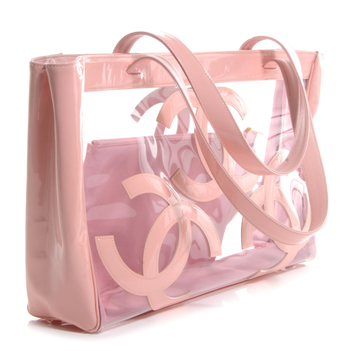 Vinyl Patent CC Logo Beach Tote Pink