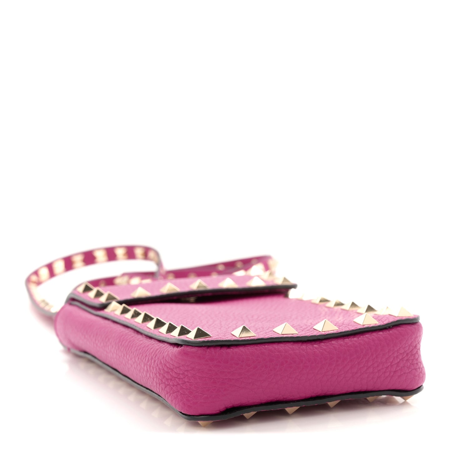 Grainy Calfskin Rockstud Phone Holder Rose Violet