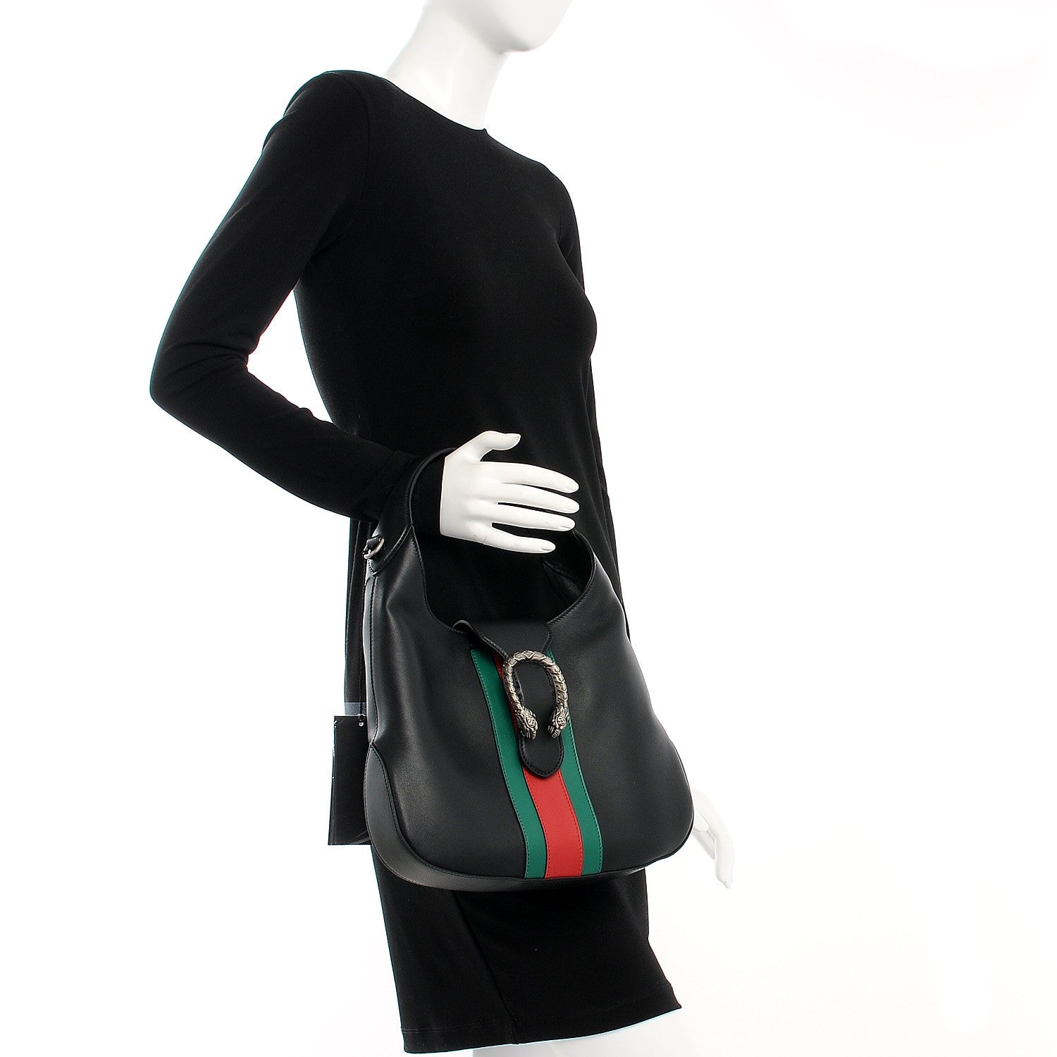 Gucci Calfskin Web Stripe Small Dionysus Hobo Black 3 of 8