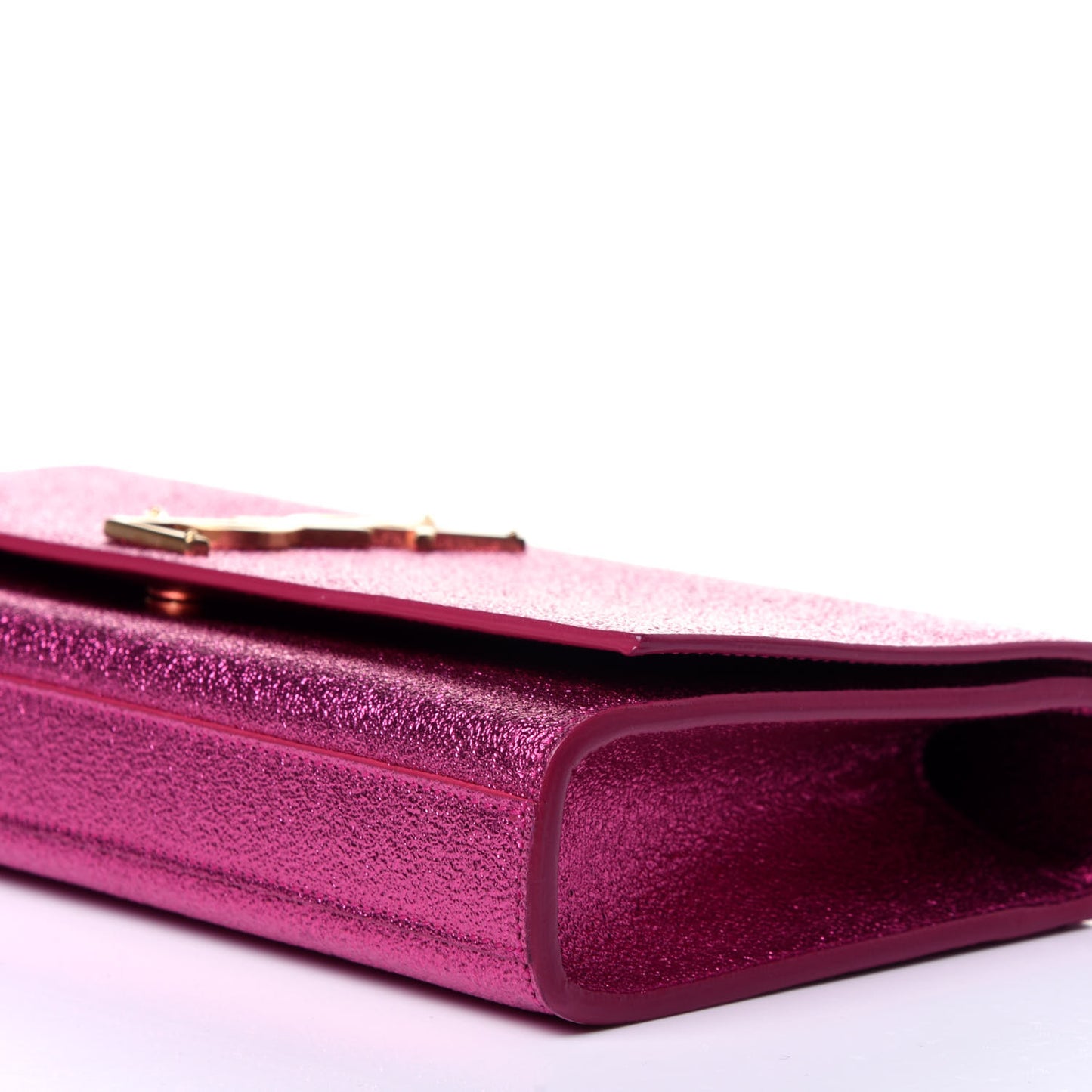 Metallic Calfskin Monogram Cassandre Clutch Fuchsia