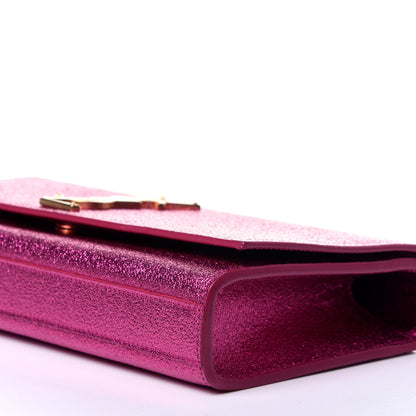 Saint Laurent Metallic Calfskin Monogram Cassandre Clutch Fuchsia 8 of 11