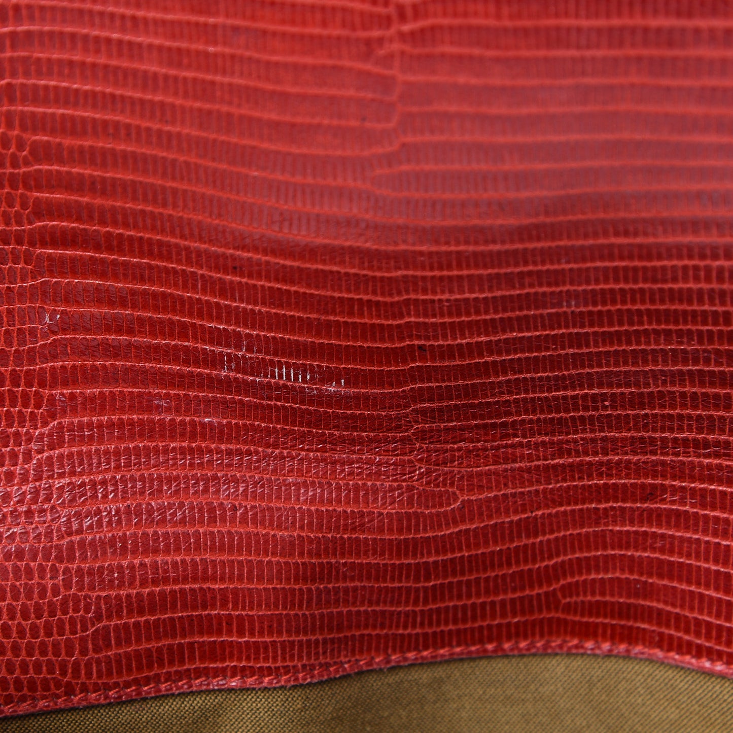 Calfskin Lizard Embossed Wallet on Chain Red