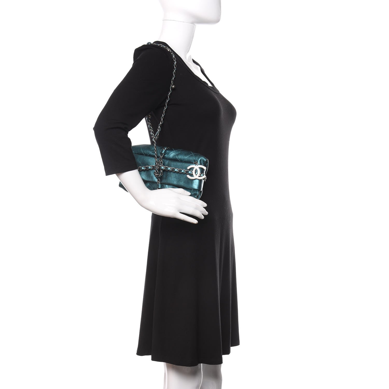 Chanel Metallic Calfskin Quilted Baluchon Turquoise 2 of 12