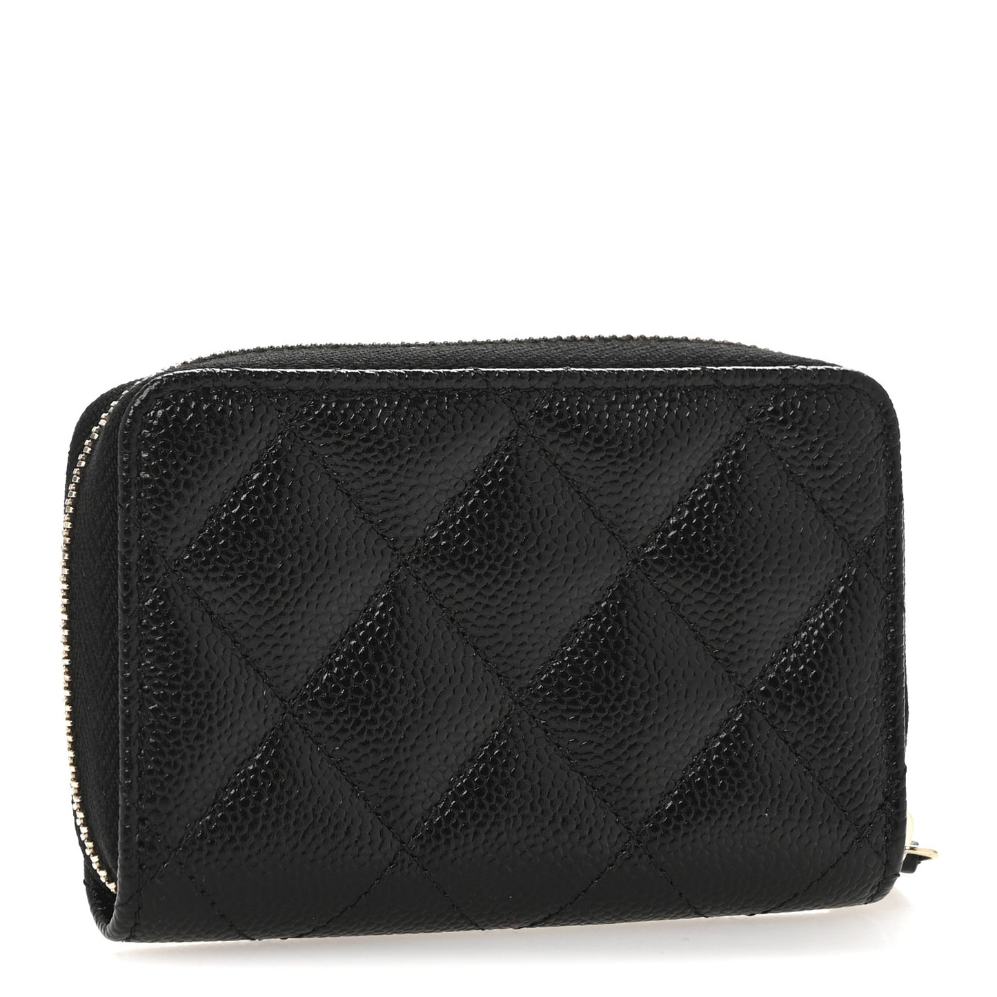 Caviar Quilted Multi Chain CC Zip Coin Purse Black