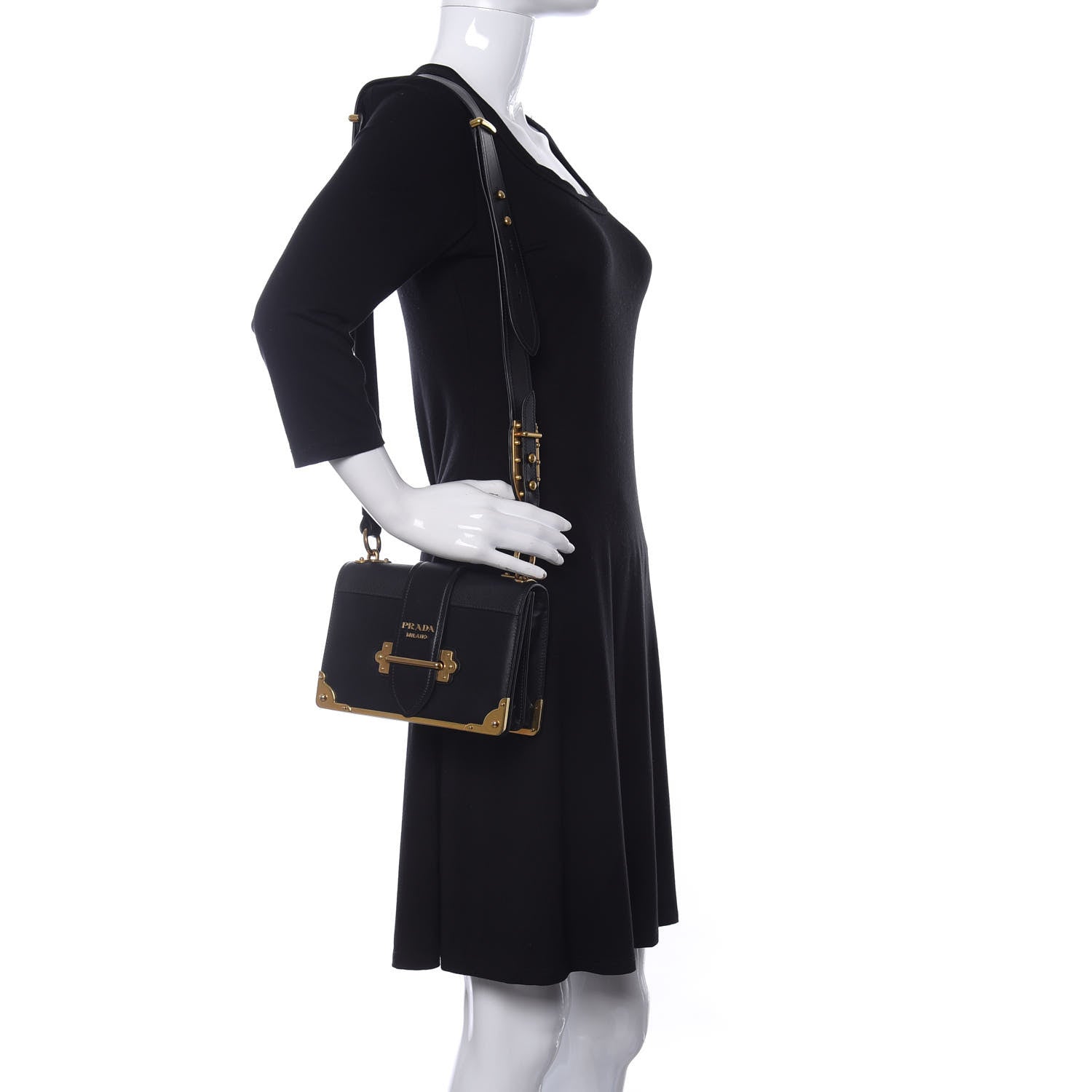 Prada City Calfskin Saffiano Cahier Bag Black 2 of 10