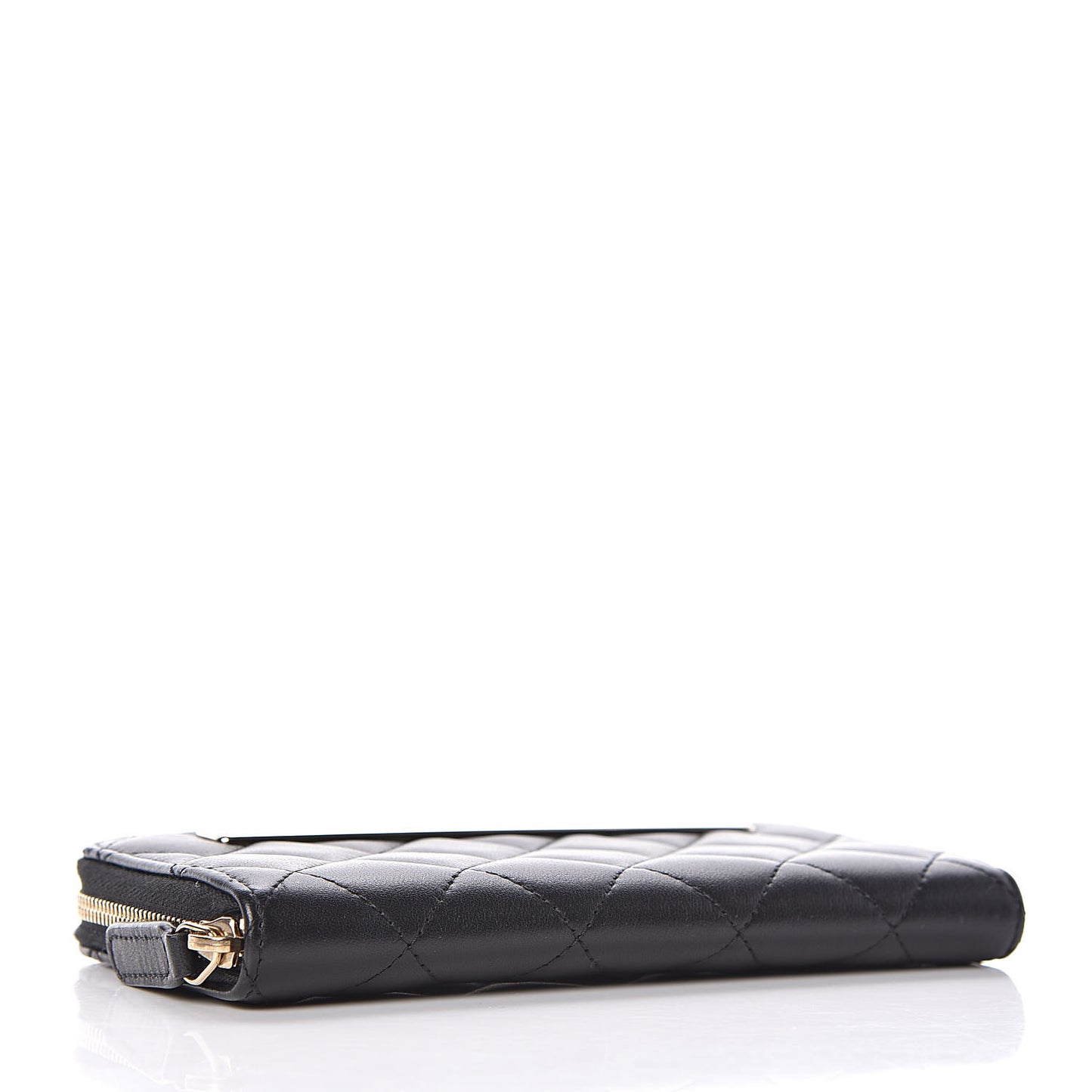 Lambskin Quilted Small Trendy CC Zip Around Wallet Black