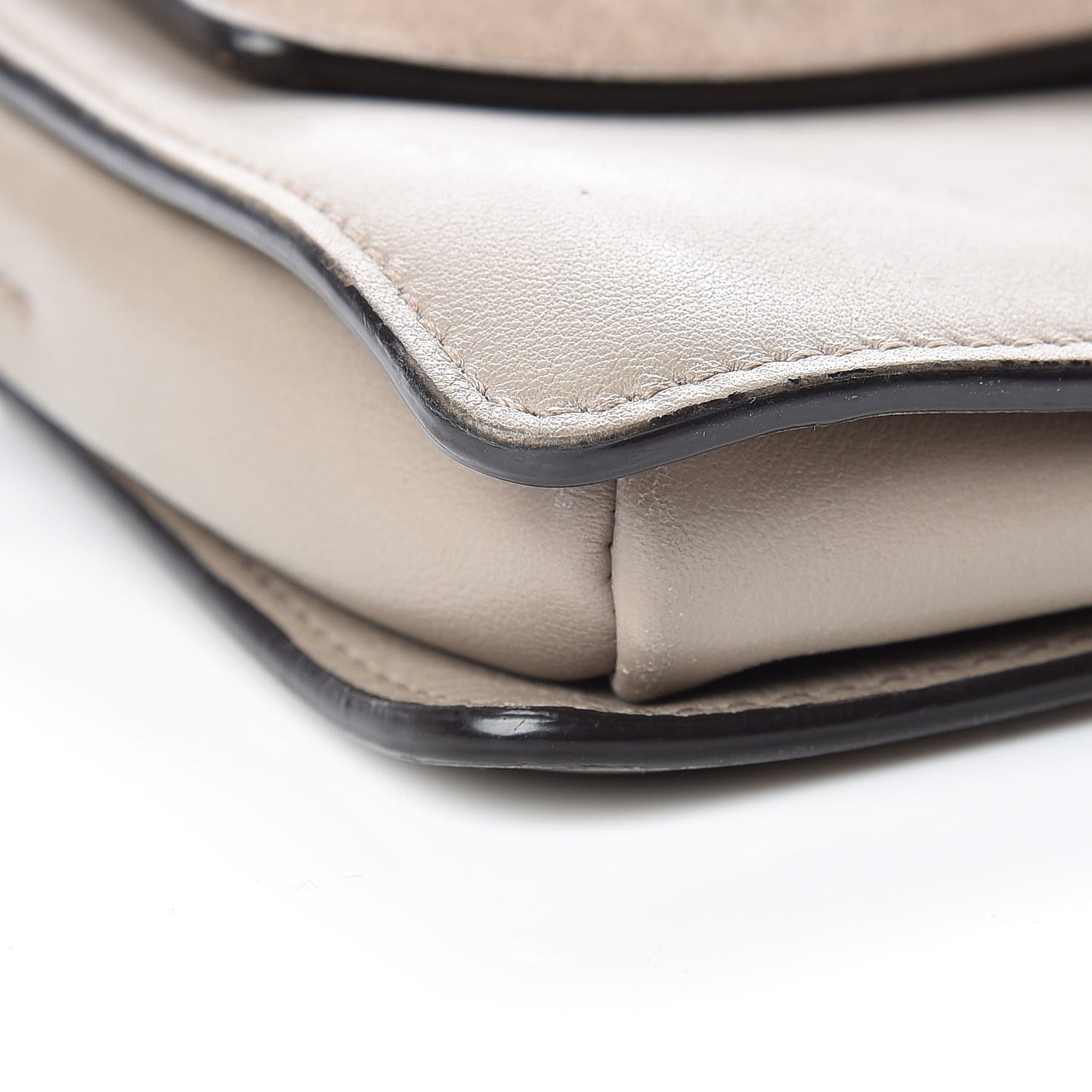 Suede Calfskin Small Faye Shoulder Bag Motty Grey