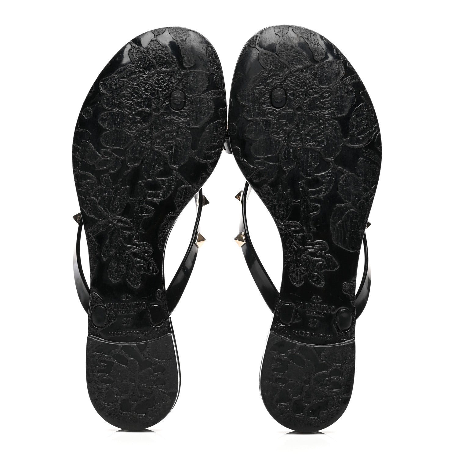 Valentino Garavani PVC Jelly Rockstud Bow Thong Sandals 37 Black 5 of 8
