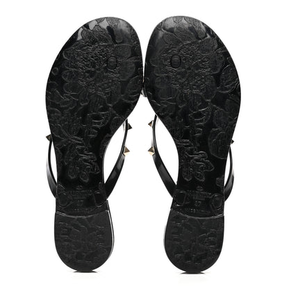 Valentino Garavani PVC Jelly Rockstud Bow Thong Sandals 37 Black 5 of 8
