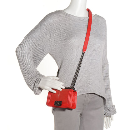 Chanel Galuchat Lambskin Mini Boy Flap Red 2 of 8
