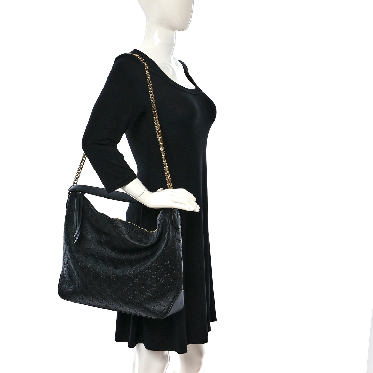 Guccissima Signature Large Linea A Hobo Black