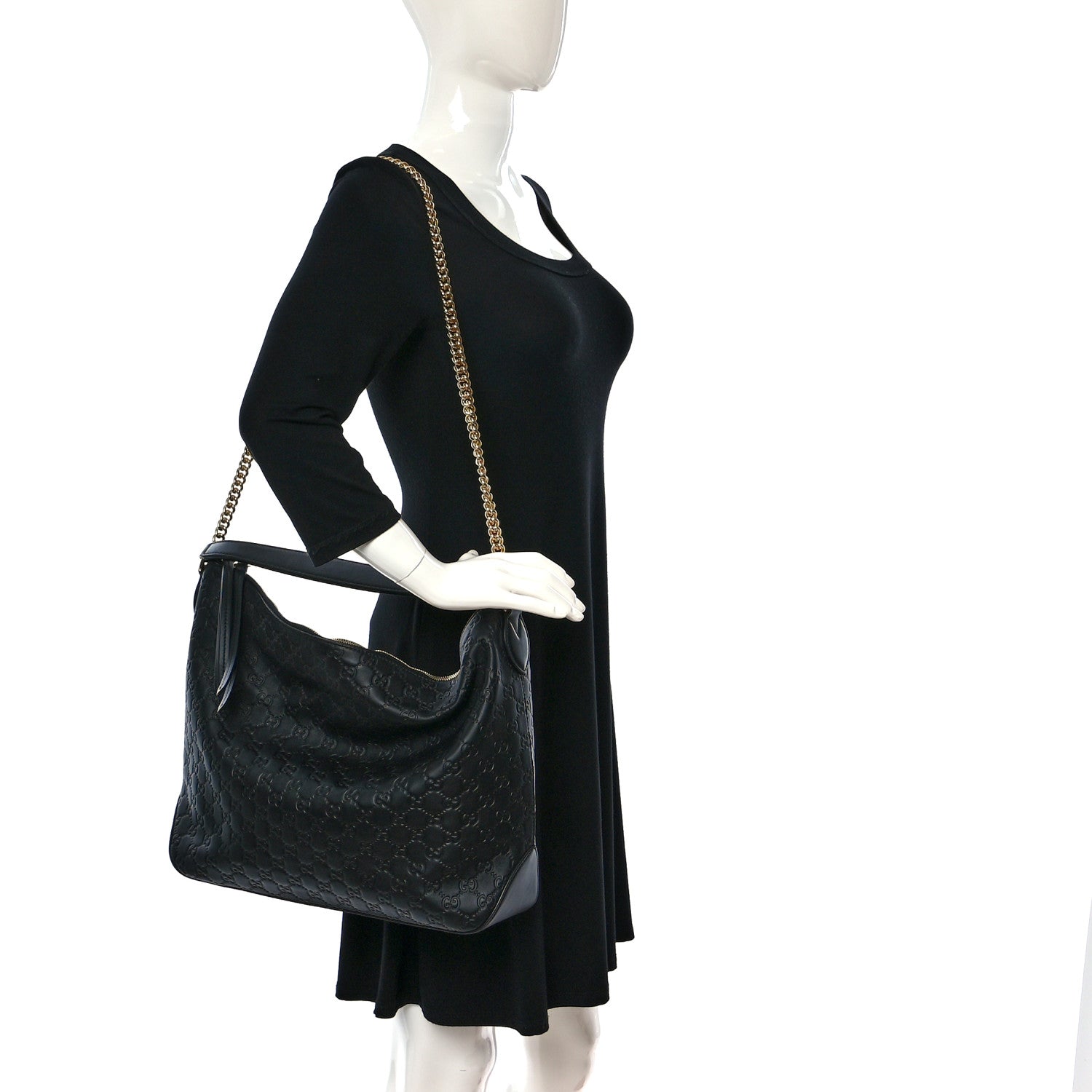 Gucci Guccissima Signature Large Linea A Hobo Black 2 of 12
