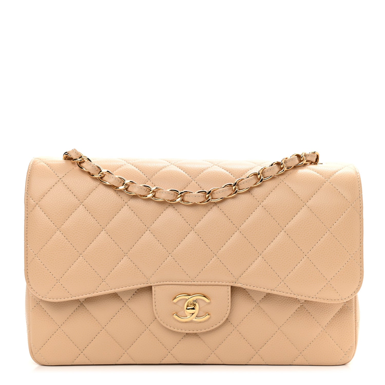 Chanel Caviar Quilted Jumbo Double Flap Beige 1 of 10
