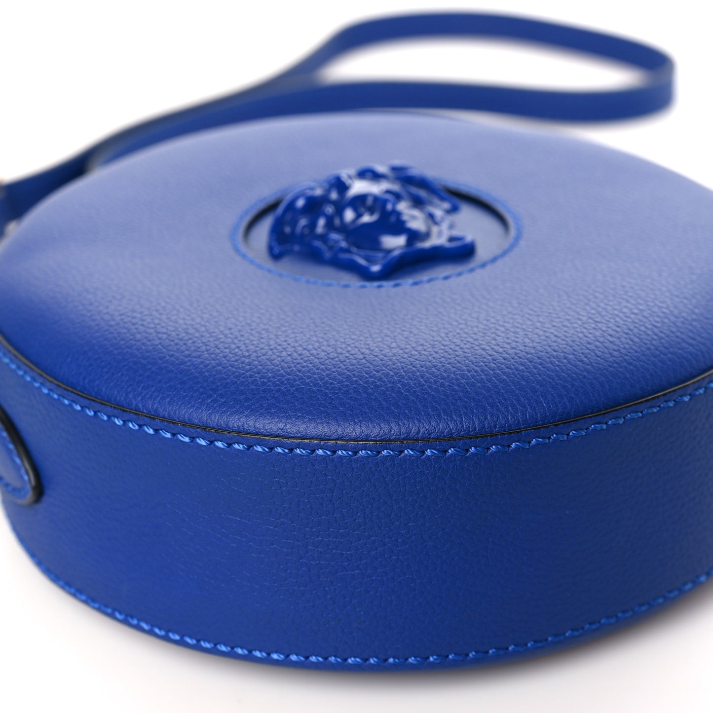 Calfskin La Medusa Round Camera Bag Blue