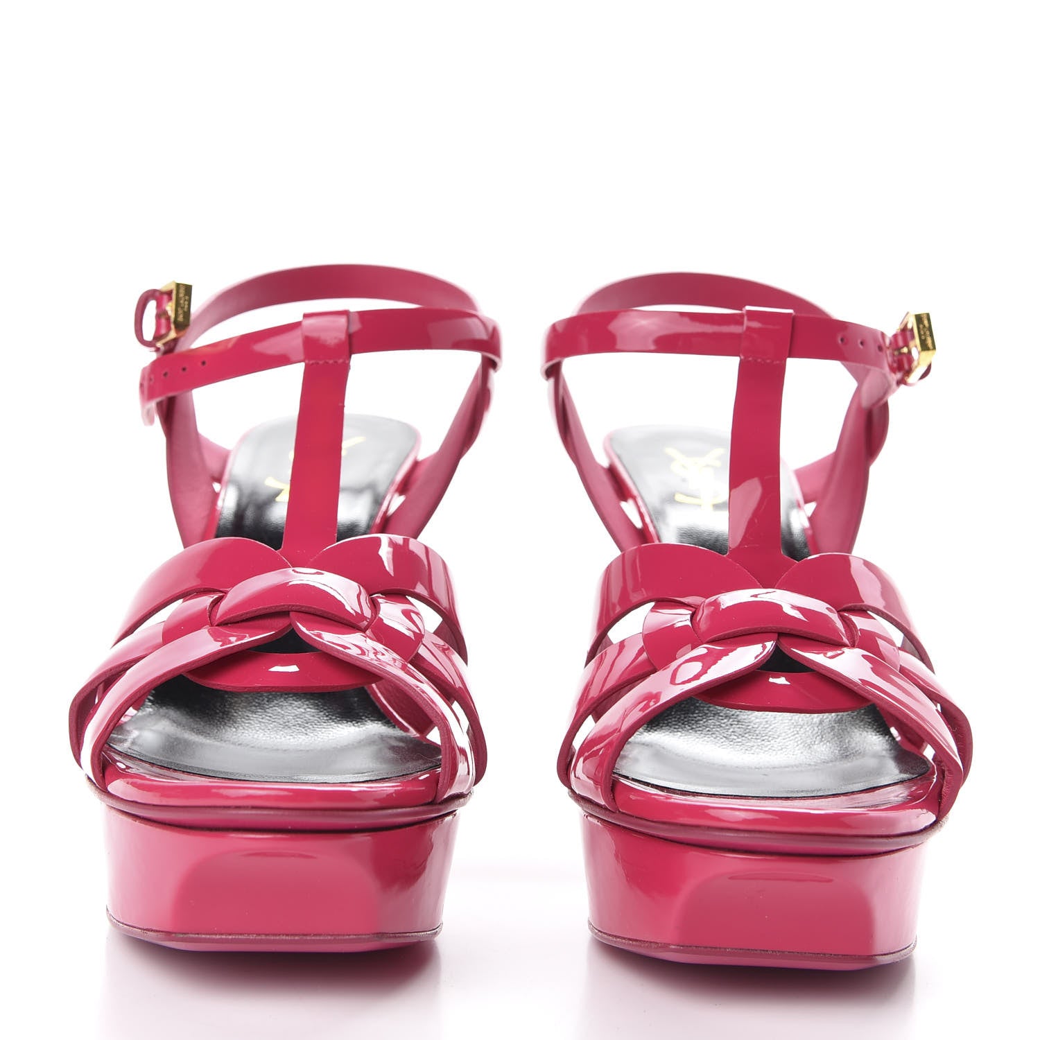 Saint Laurent Patent Tribute 75 Platform Sandals 38.5 Bubble Gum 2 of 10
