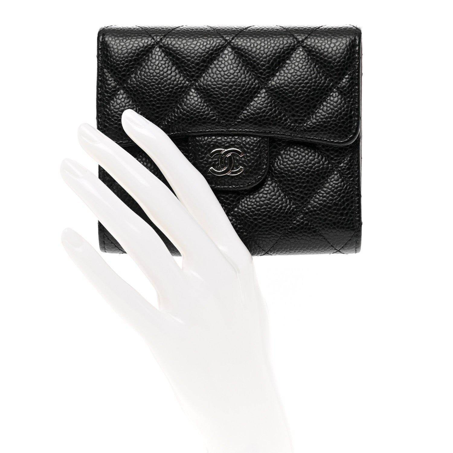 Chanel Caviar Quilted Compact Flap Wallet Black 2 of 8