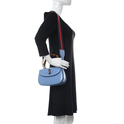 Gucci Boarded Dyana Lux Calfskin Web Small Bamboo 1947 Top Handle Bag Blue 2 of 11