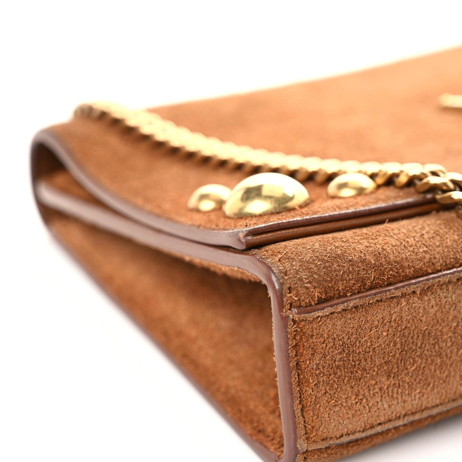 Saint Laurent Suede Studded Medium Classic Monogram Kate Tassel Satchel Light Ochre 11 of 17