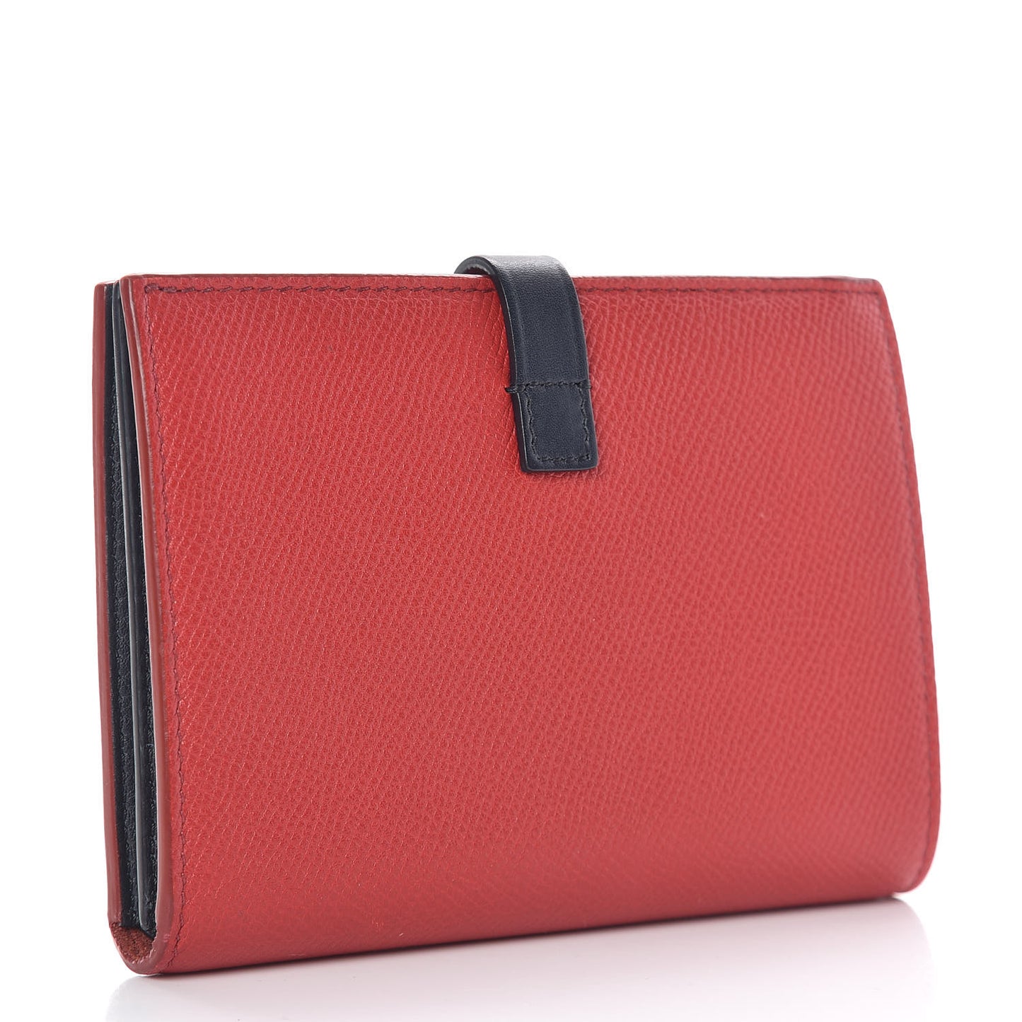Grained Calfskin Medium Multifunction Strap Wallet Coquelicot