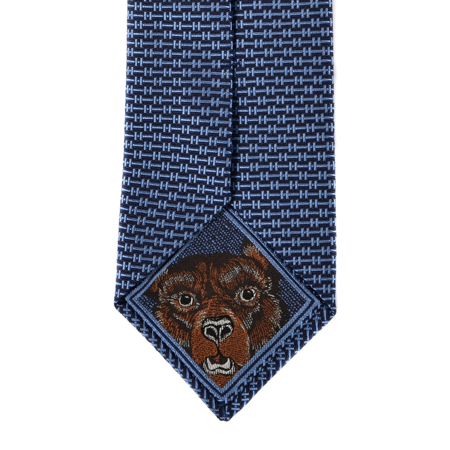 Silk Mens H Grrrrr ! 7 Neck Tie Marine Ciel