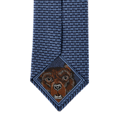 Hermes Silk Mens H Grrrrr ! 7 Neck Tie Marine Ciel 3 of 5