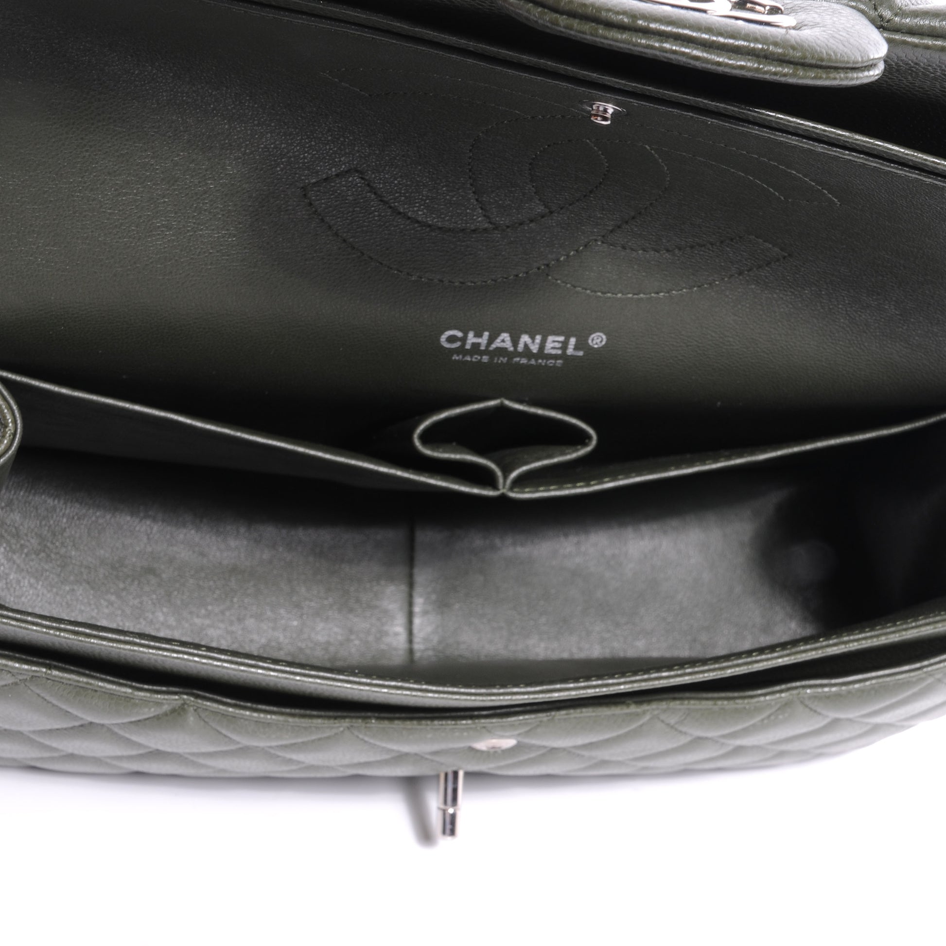 Chanel Caviar Jumbo Double Flap Dark Green 6 of 9