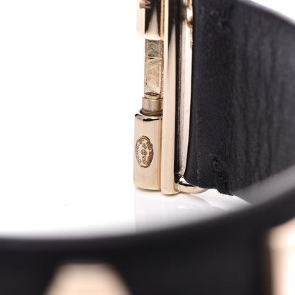 Chanel Calfskin Logo Cuff Bracelet M Black Gold 8 of 9