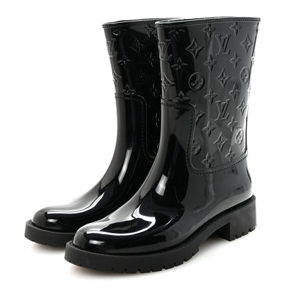 Louis Vuitton Rubber Embossed Monogram Drops Flat Half Boots 41 Black 4 of 8