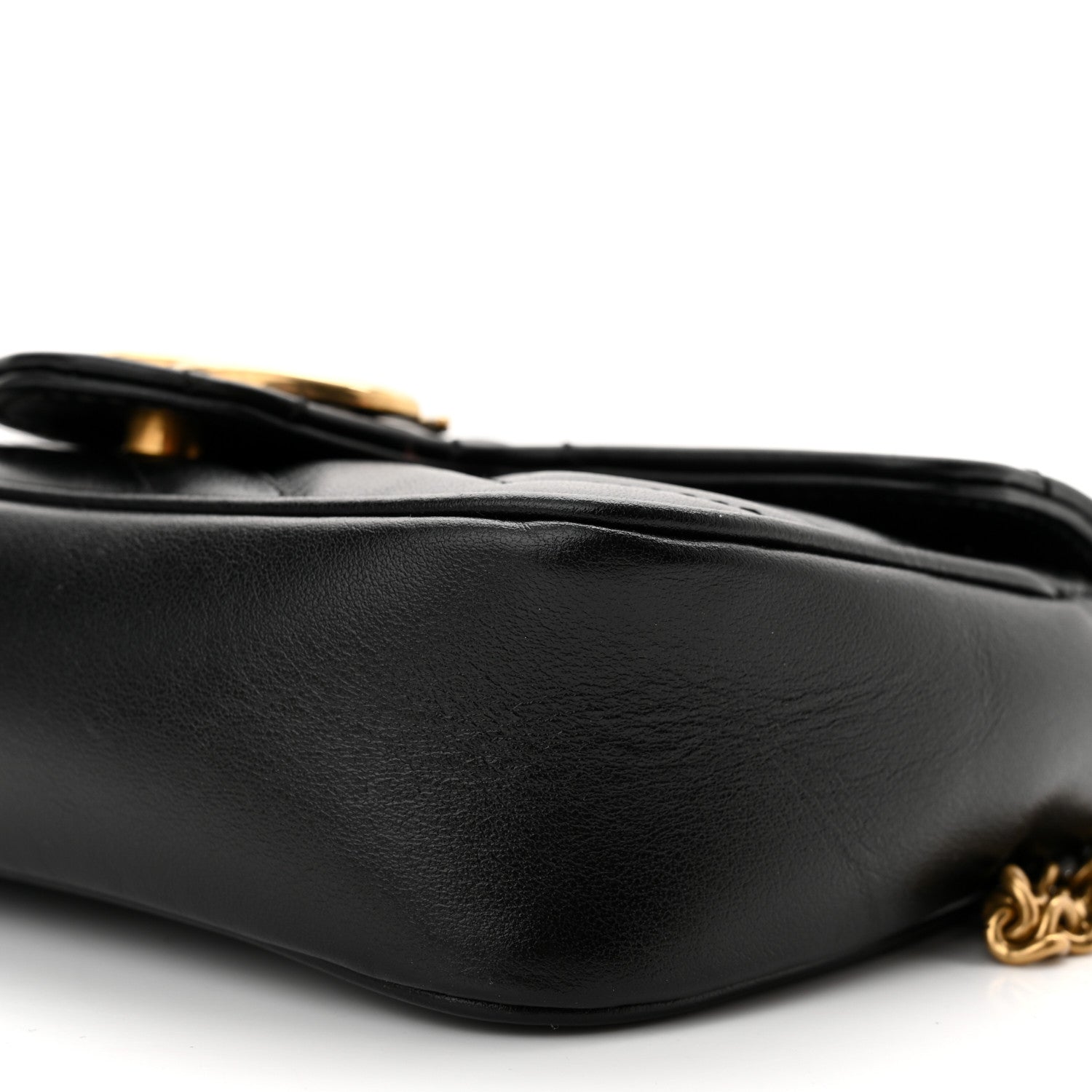 Gucci Calfskin Matelasse Super Mini GG Marmont Shoulder Bag Black 10 of 10