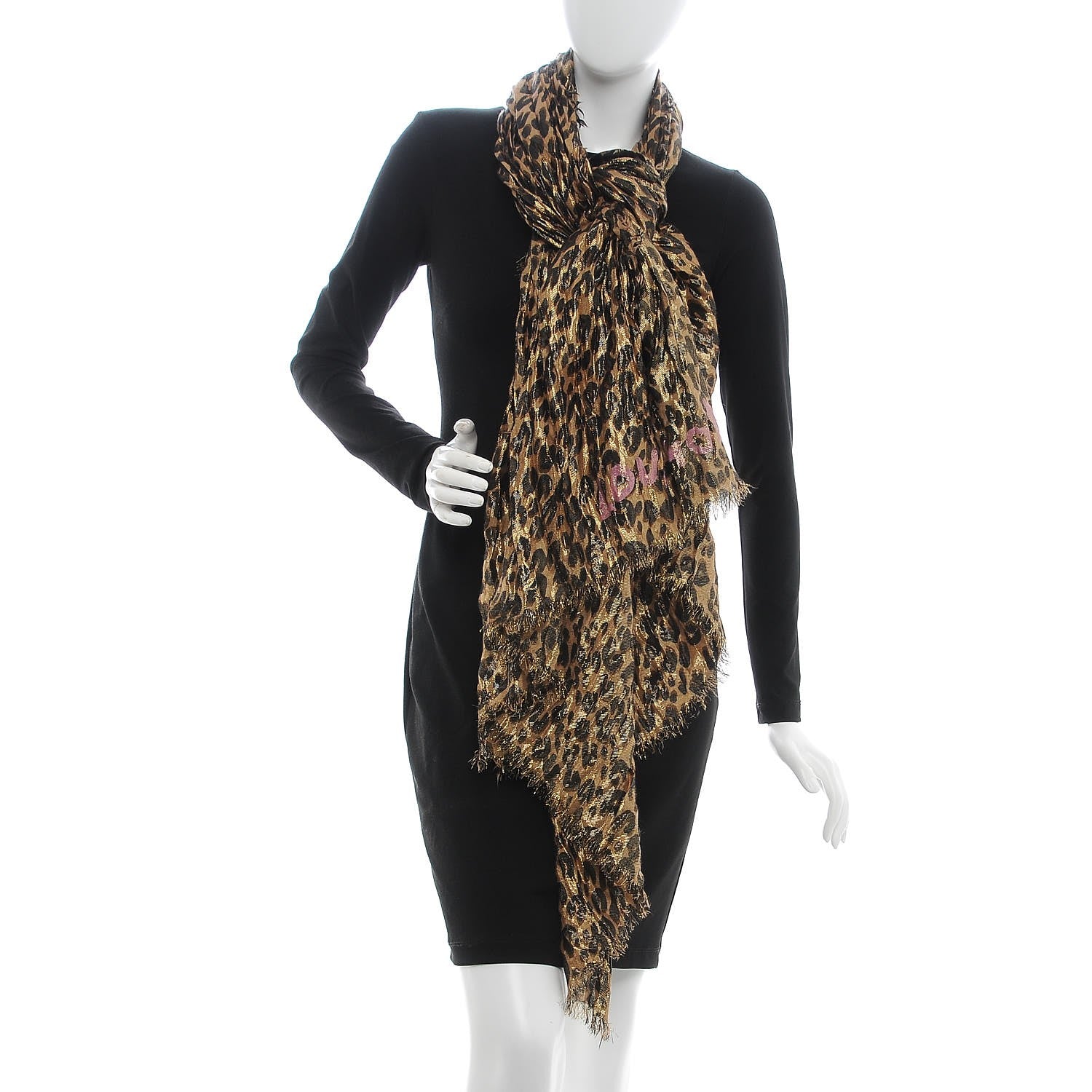 Louis Vuitton Cashmere Silk Leopard Etole Stole Disco Marron 2 of 4