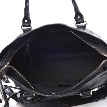 Balenciaga Agneau Classic Silver Hardware S City Logo Strap Black White 5 of 7