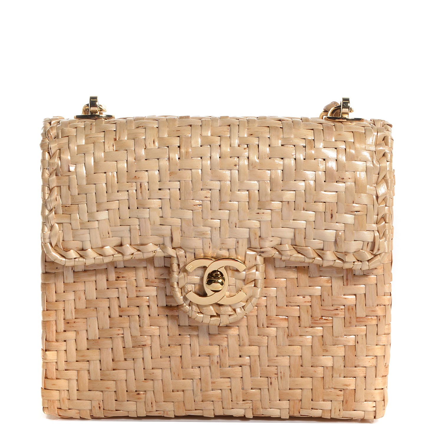 Chanel Woven Straw Mini Flap Beige 1 of 8