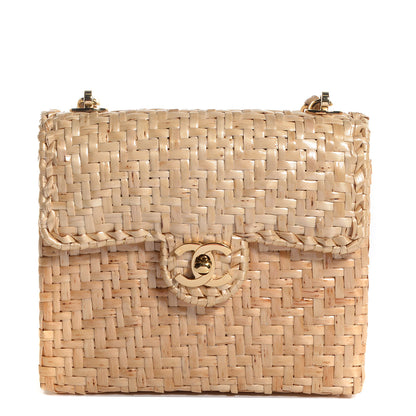Chanel Woven Straw Mini Flap Beige 1 of 8