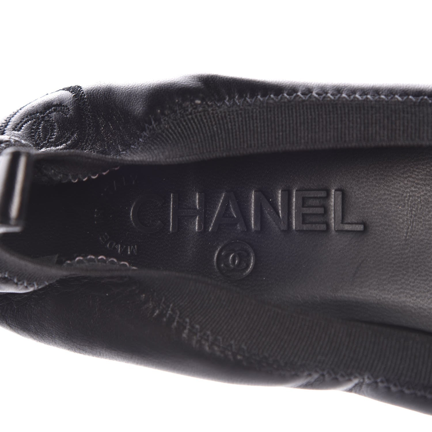 Chanel Lambskin Patent CC Elastic Stretch Pumps 38.5 Black 9 of 12