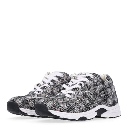 Chanel Tweed Mens CC Sneakers 41 Grey Black 4 of 10