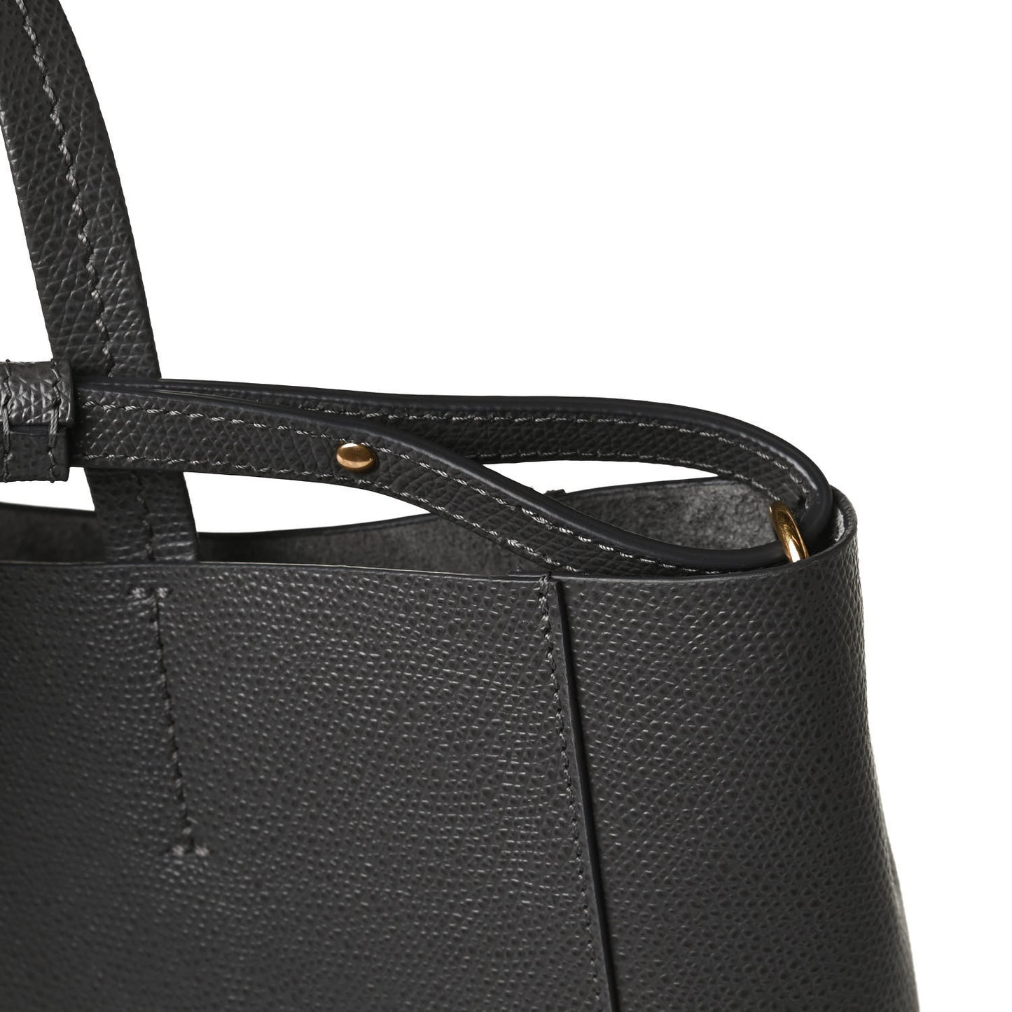 Grained Calfskin Small Vertical Cabas Black