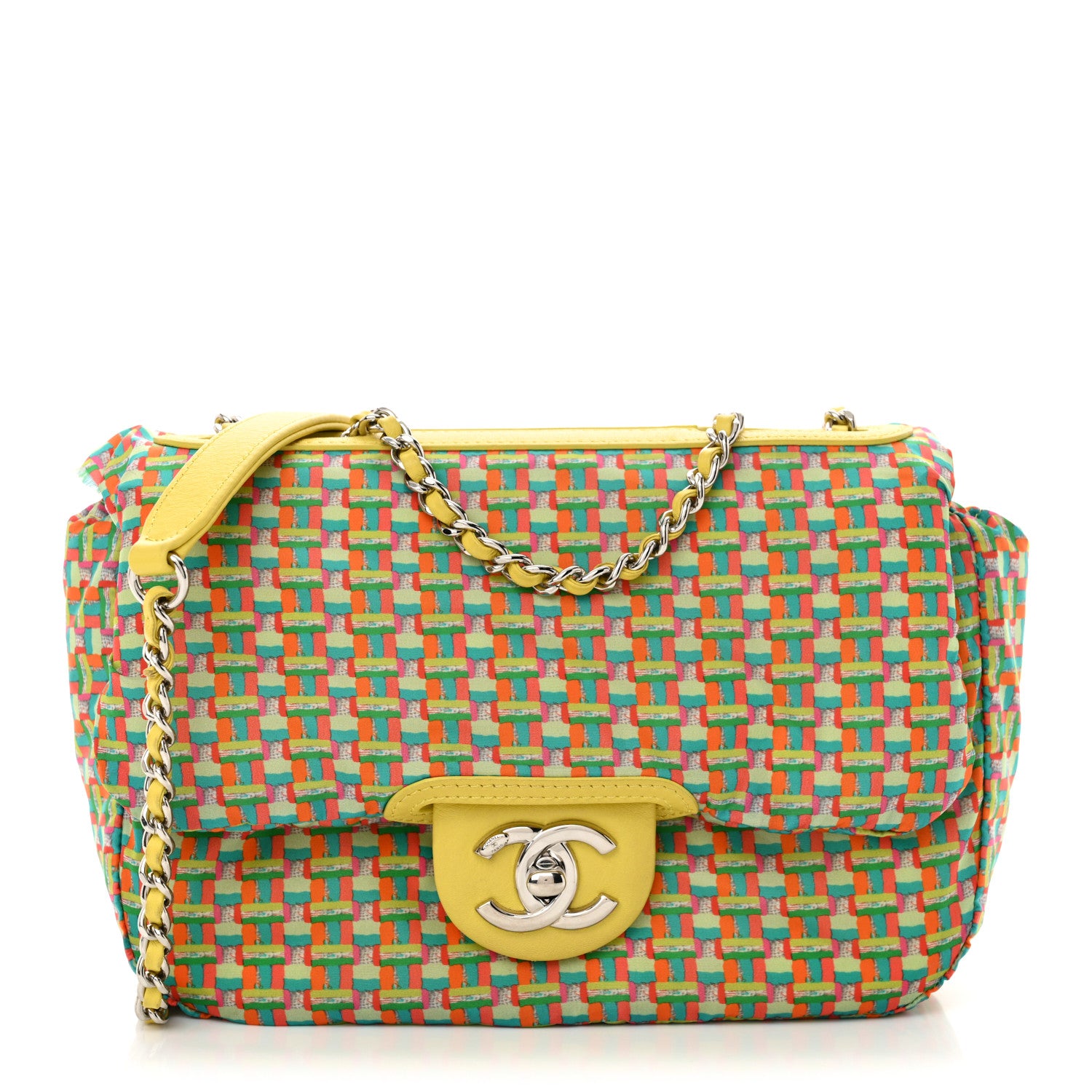 Chanel Rubber Quilted Lambskin Mini Square Coco Rain Flap Yellow 3 of 14