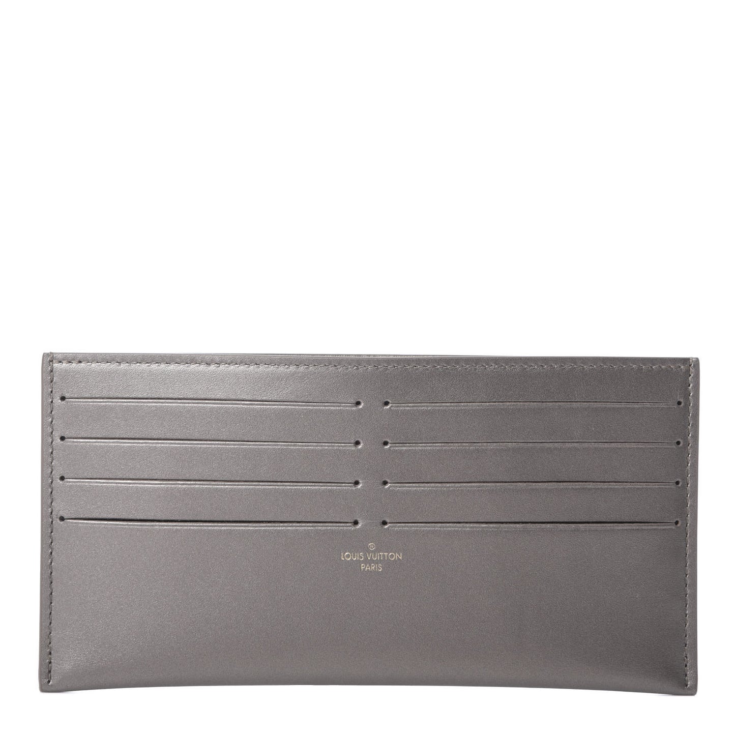Calfskin Felicie Card Holder Insert Champagne Metallise