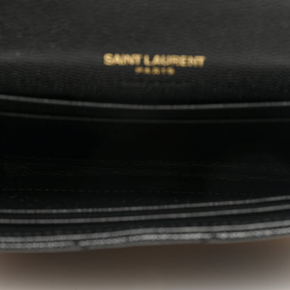 Saint Laurent Grain De Poudre Matelasse Chevron Small Monogram Envelope Wallet Black 5 of 7