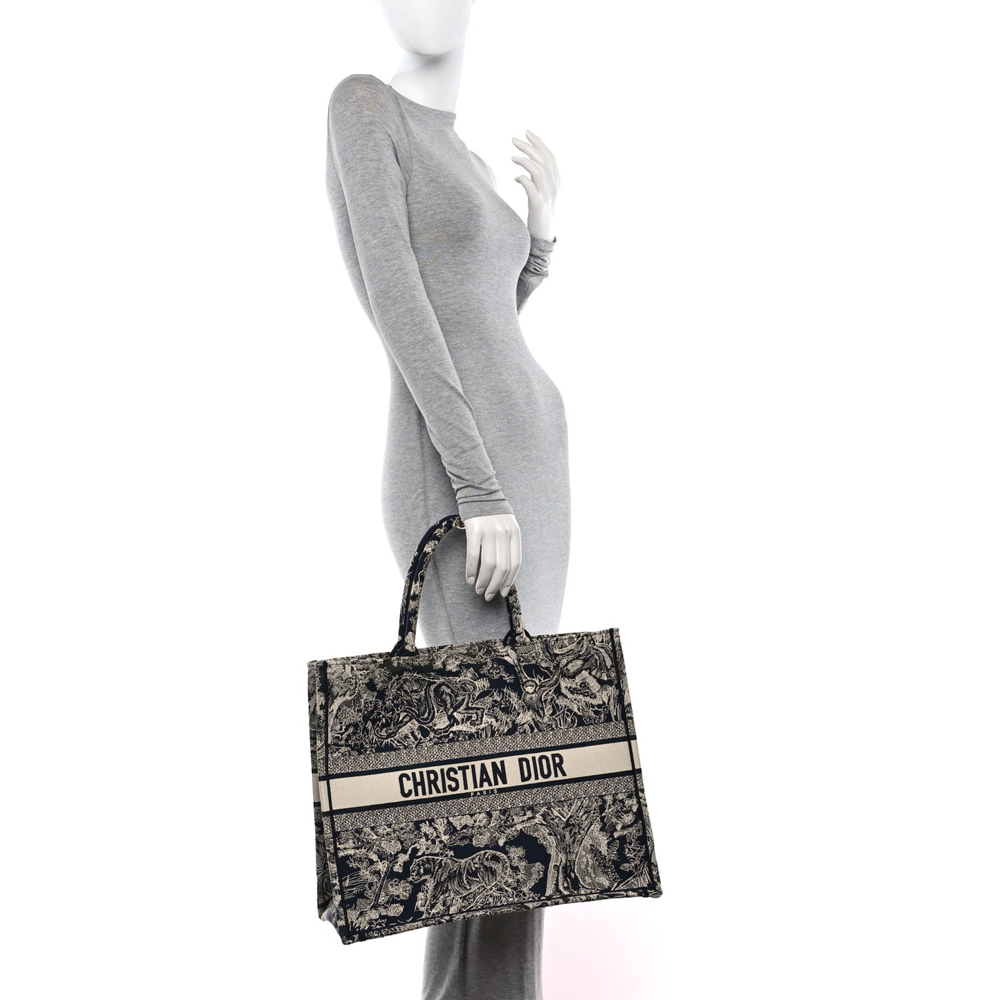 Canvas Embroidered Large Dioriviera Toile De Jouy Reverse Book Tote Blue