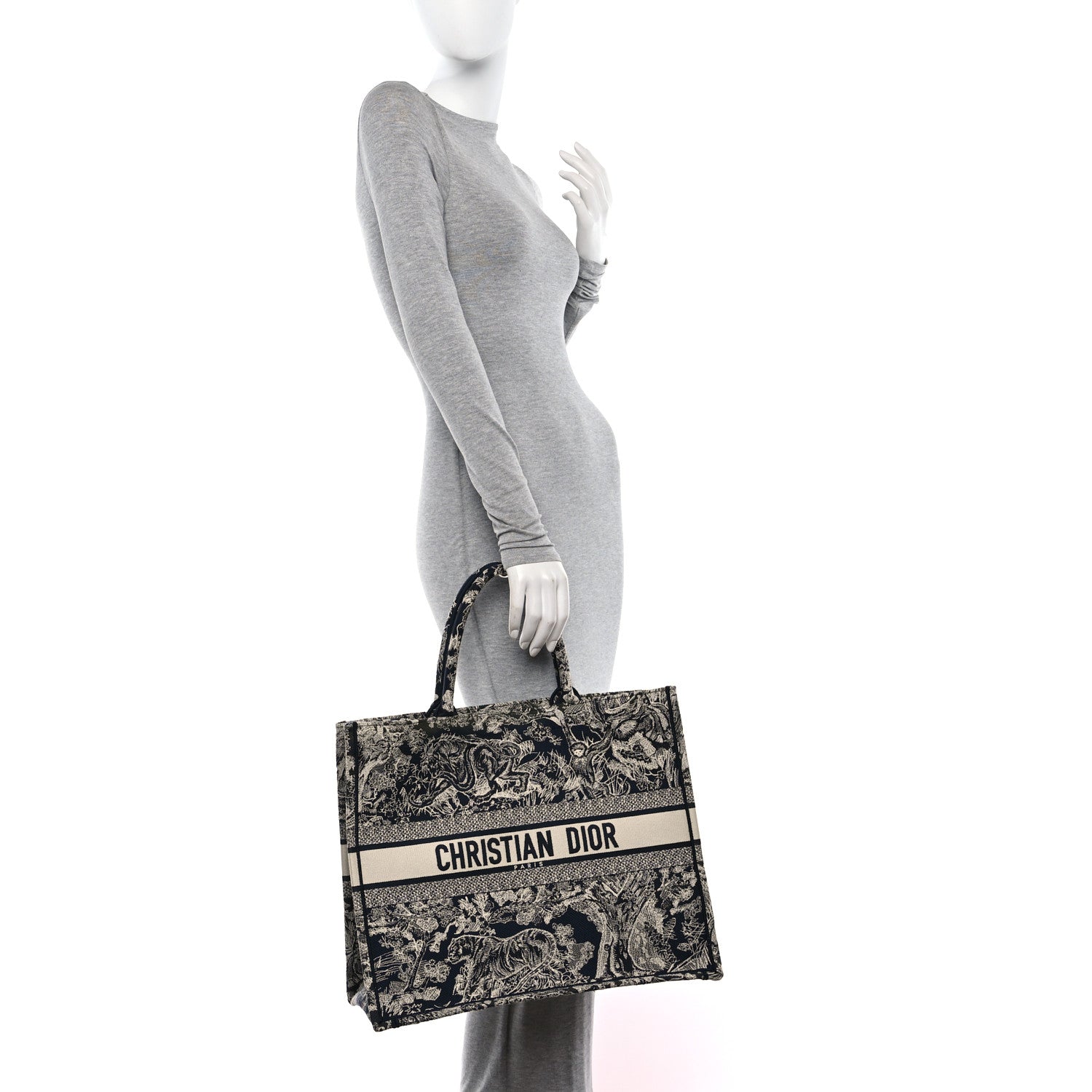 Christian Dior Canvas Embroidered Large Dioriviera Toile De Jouy Reverse Book Tote Blue 3 of 11