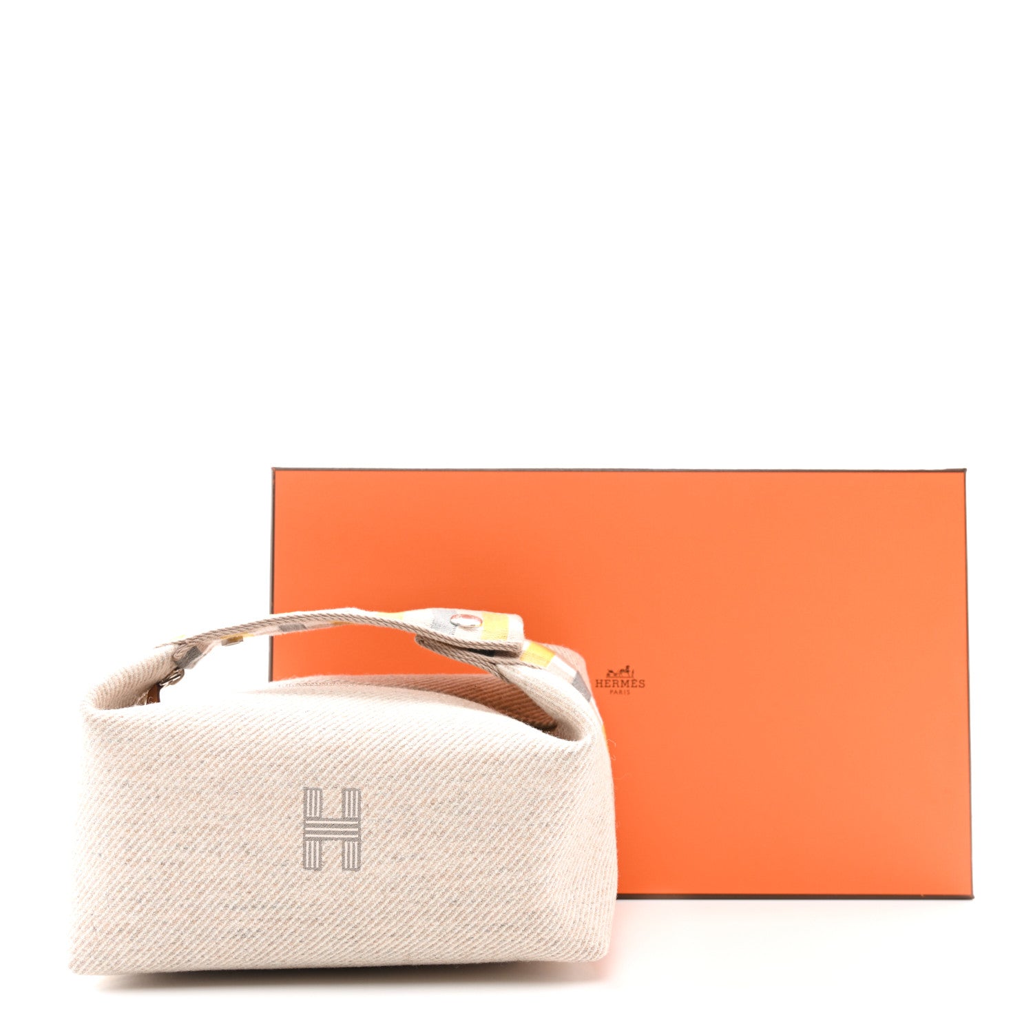 Hermes Wool Small Au Carre Bride-A-Brac Pouch Seigle 7 of 7