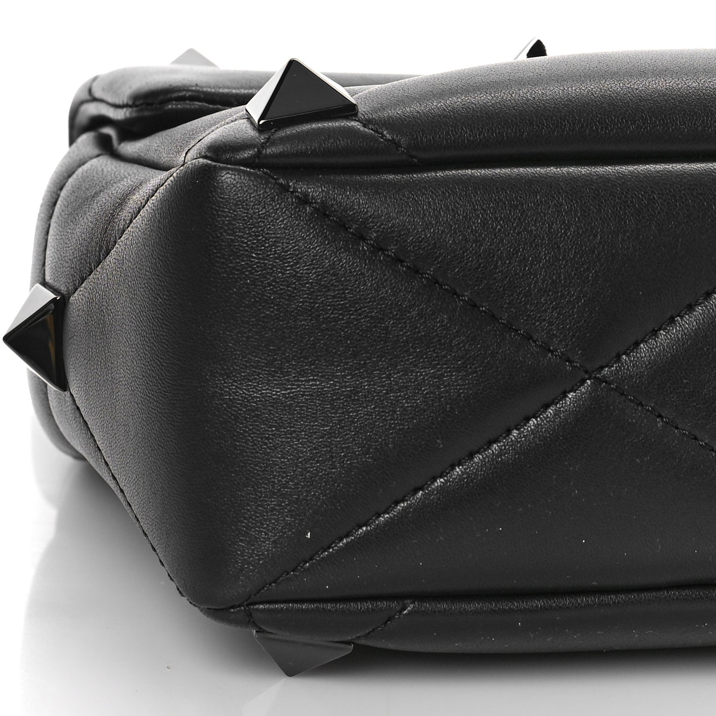 Nappa Monochrome Large Roman Stud Shoulder Bag Black