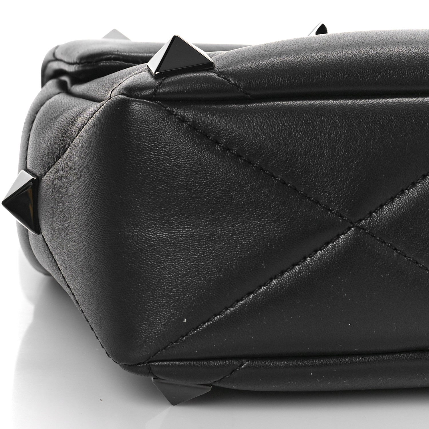 Valentino Garavani Nappa Monochrome Large Roman Stud Shoulder Bag Black 7 of 8