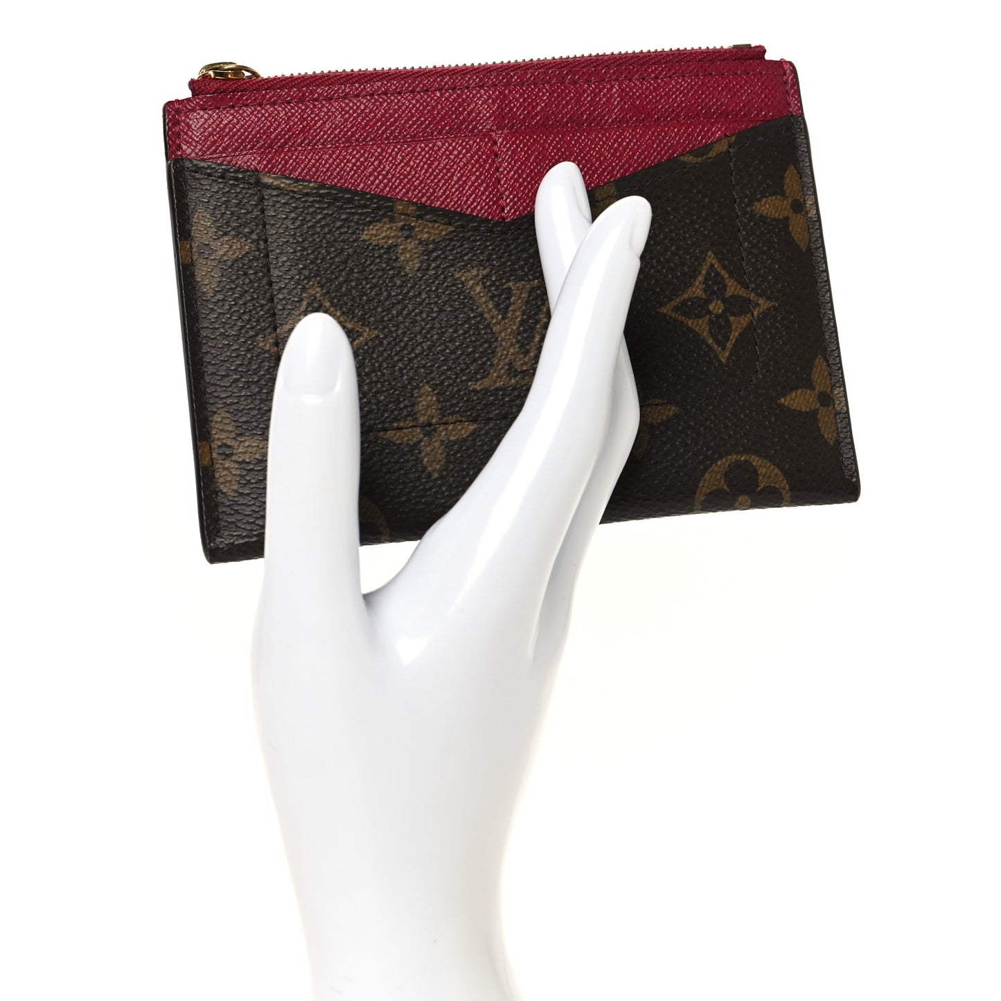 Monogram Zipped Card Holder Fuchsia
