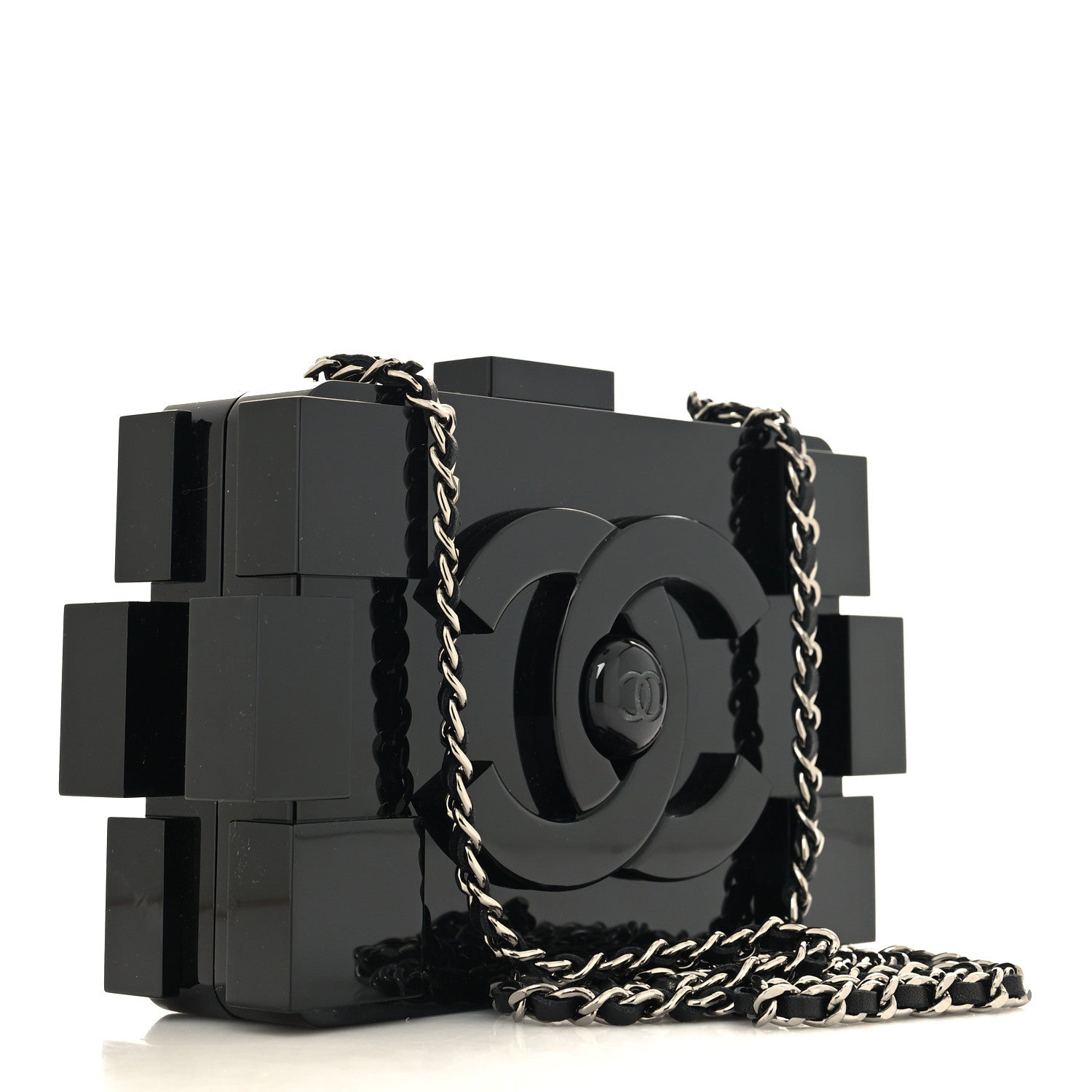 Chanel Plexiglass Barcode Boy Brick Lego Clutch Black 3 of 13