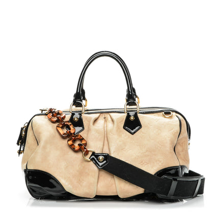 Louis Vuitton Calfskin Patent Embossed Monogram Stephen Ivory 1 of 8