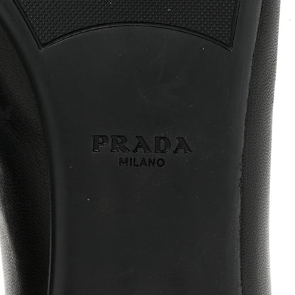 Prada Nappa Vernice Cap Toe Logo Bow Ballerina Flats 38.5 Black 6 of 12