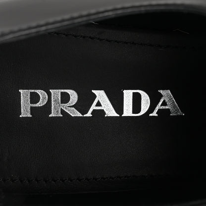 Prada Spazzolato Metal Triangle Logo 50mm Loafers 38 Black 8 of 9