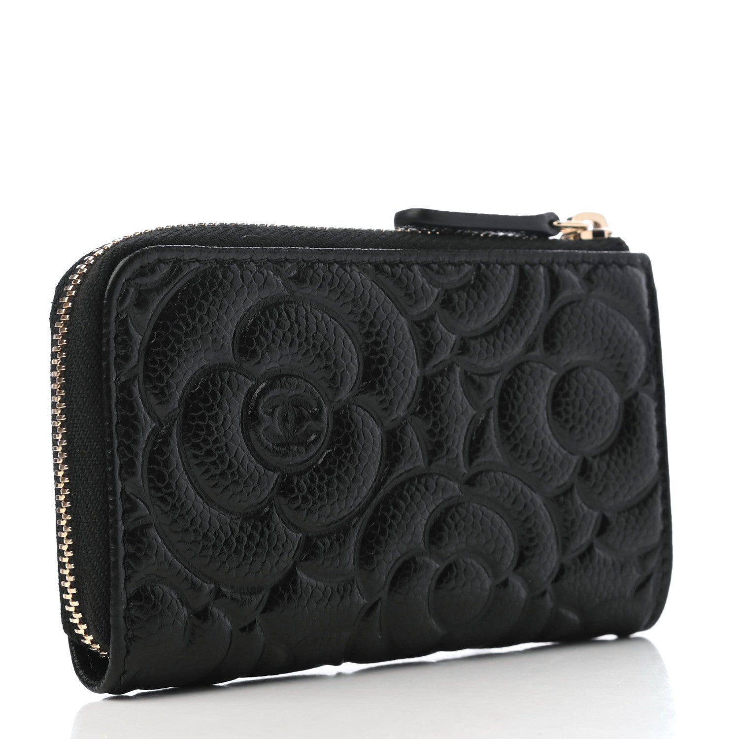 Chanel Caviar Camellia Embossed Key Holder Case Black 3 of 8